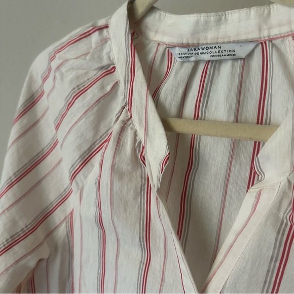 Zara premium denim collection drop waist striped dress size Small - Picture 7 of 10